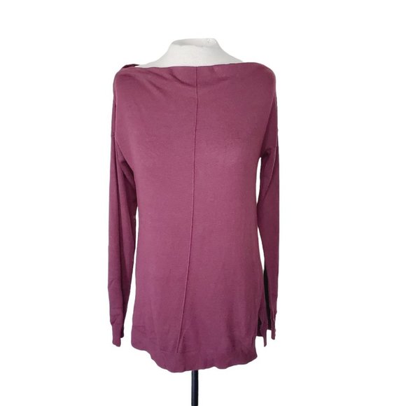 Trouvé Sweater Long Sleeve Boatneck Cashmere Knit Burgundy S Top Blouse Casual M - Picture 2 of 10